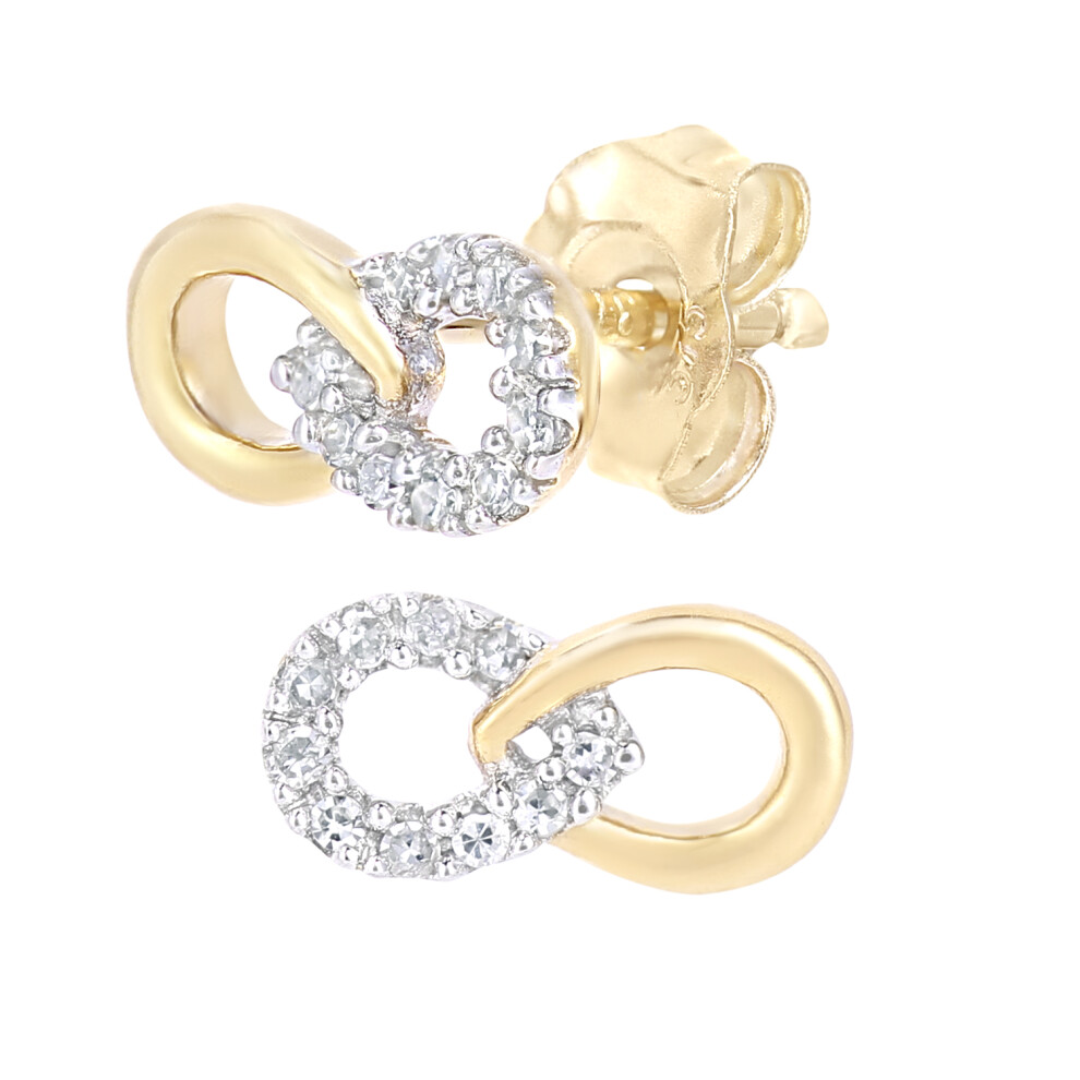 Jewelco London 9ct Yellow Gold Round 5pts Diamond Infinity Stud Earrings - PE0AXL5597Y