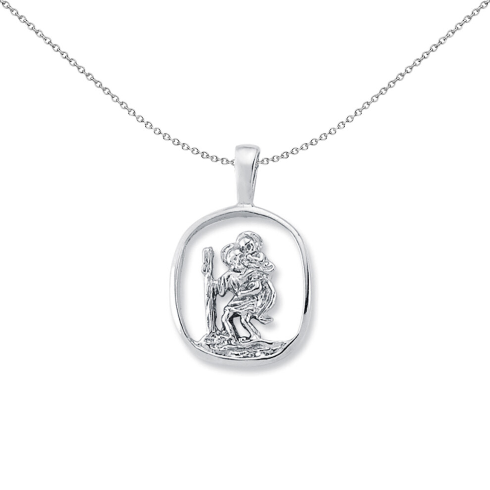 Sterling Silver  St Christopher Medallion Necklace 25mm 18" - APM010