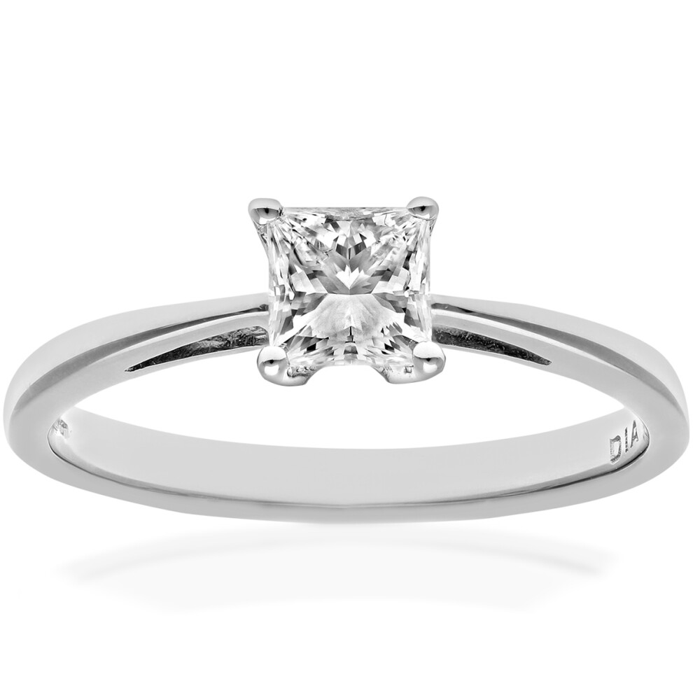 (O) Jewelco London  Platinum Engagement Ring, J/I Certified Diamond, Princess Cut, 0.50ct