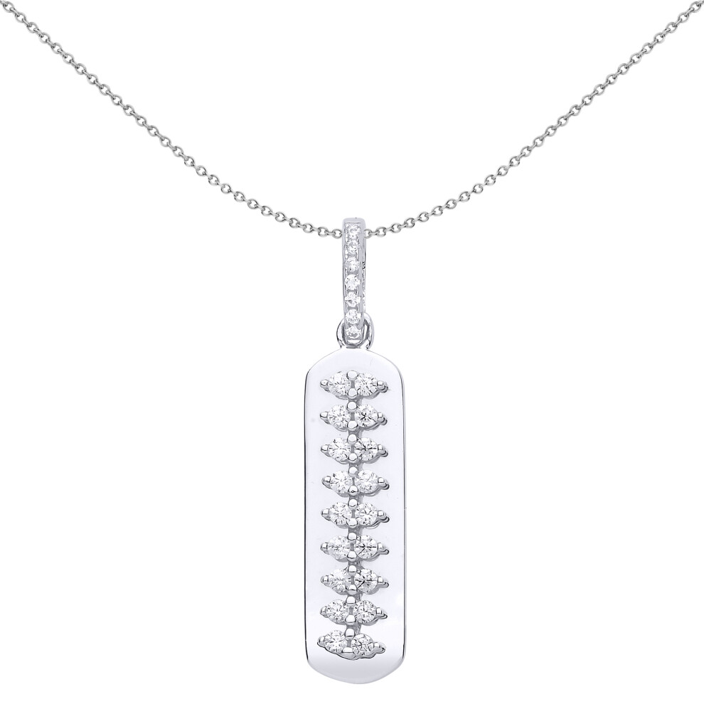 Jewelco London Ladies Sterling Silver Cubic Zirconia Spinal Cord Ingot Pendant Necklace 18 inch - GVP503