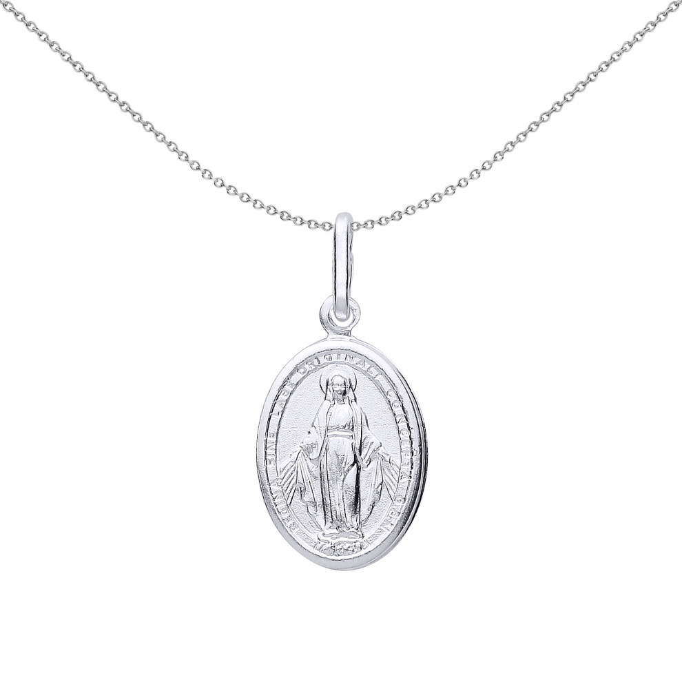 Silver  Miraculous Mary Medallion Necklace 18 inch - GVP540