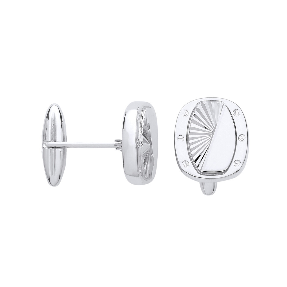 Jewelco London Mens Sterling Silver Polished Sunburst Swivel Cufflinks - CUG1003