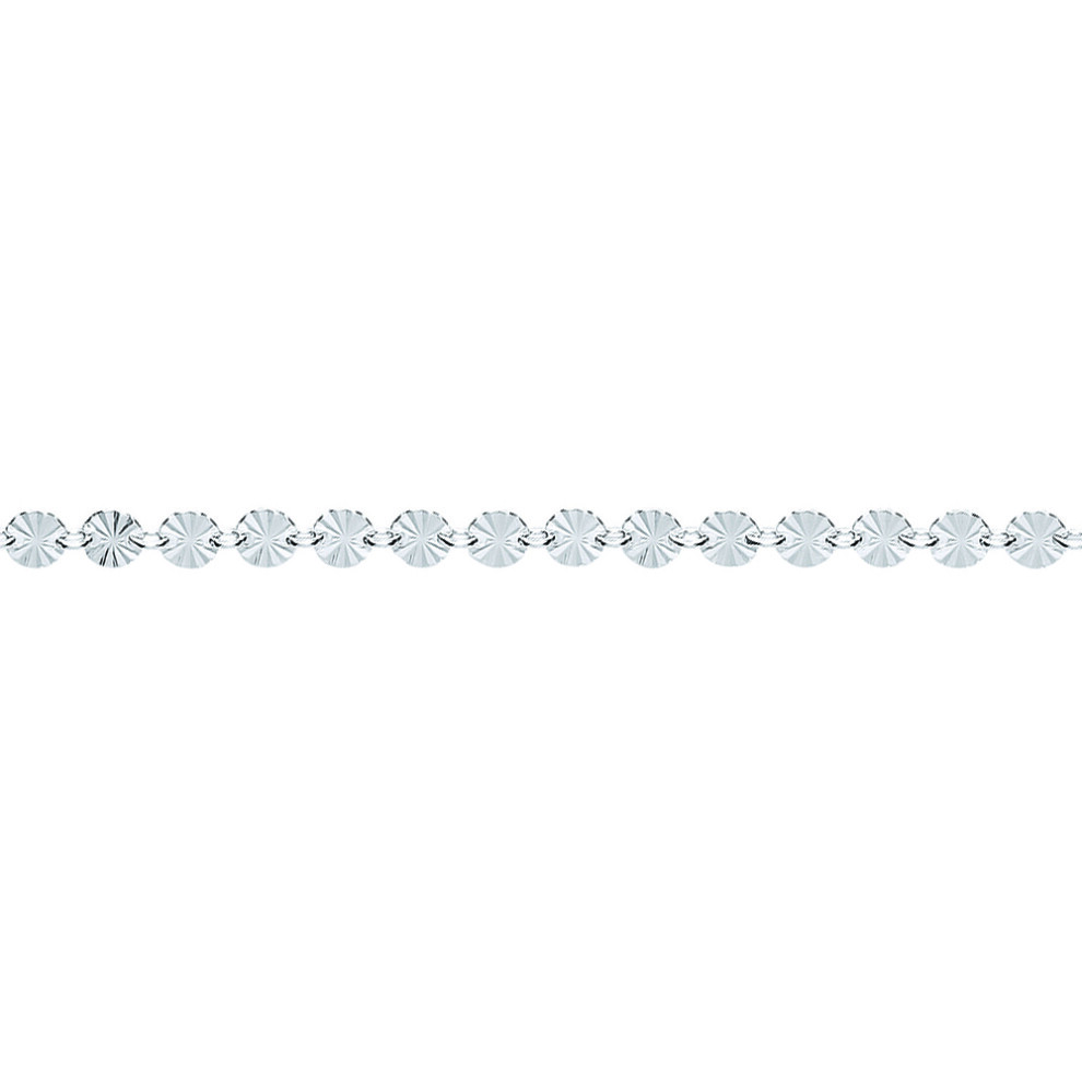 Jewelco London Ladies Sterling Silver Sunburst Sparkly Flat Link Forzatina Bracelet 4mm 7.5 inch - GVB457