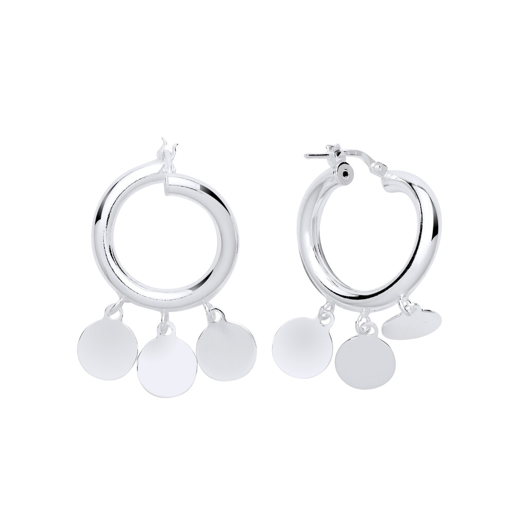 Jewelco London Ladies Sterling Silver Chandelier Droplets Hoop Drop Earrings 19mm - GVE761