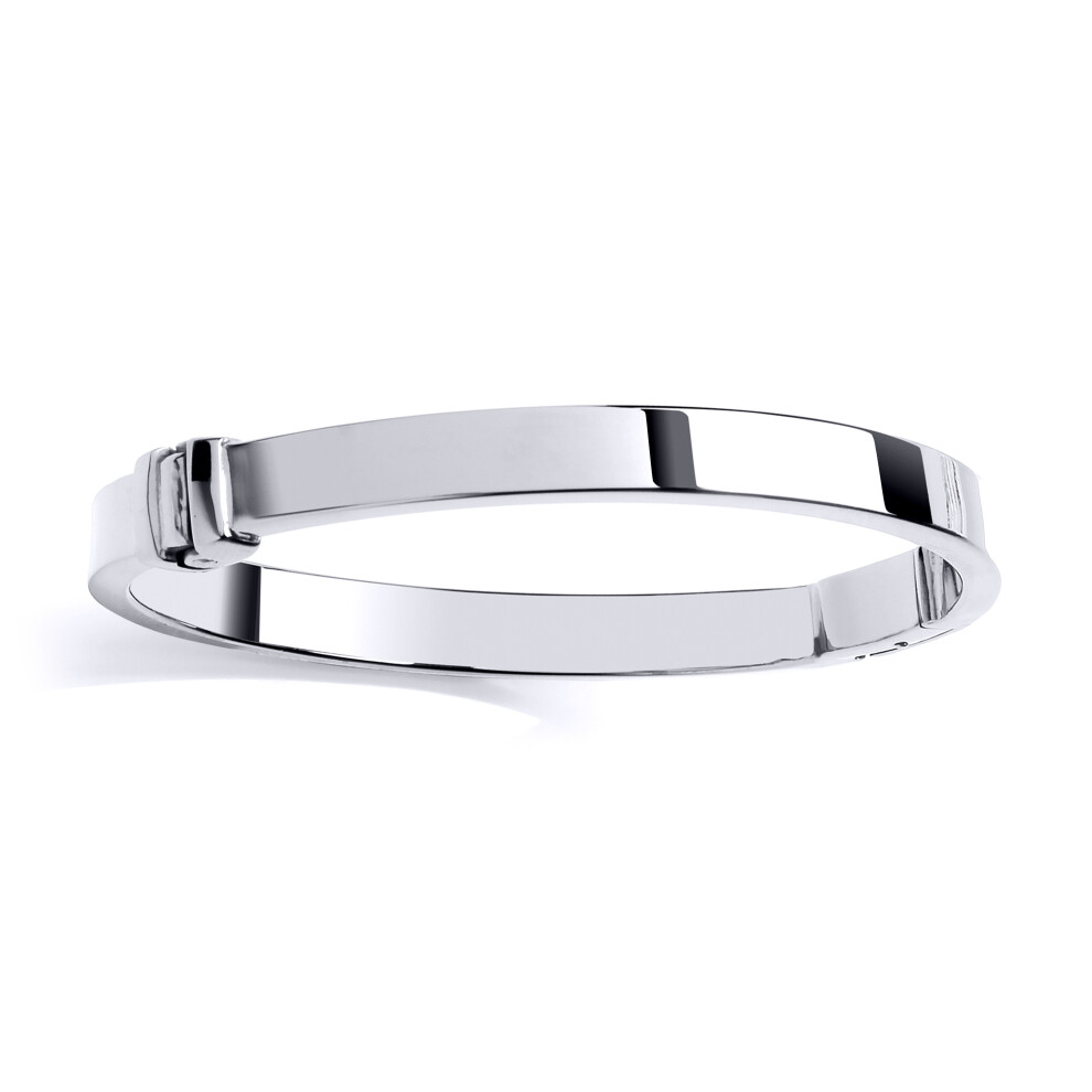 Jewelco London Ladies Sterling Silver Rectangular Tube Cuff Bangle Bracelet 7mm - BRC165RH