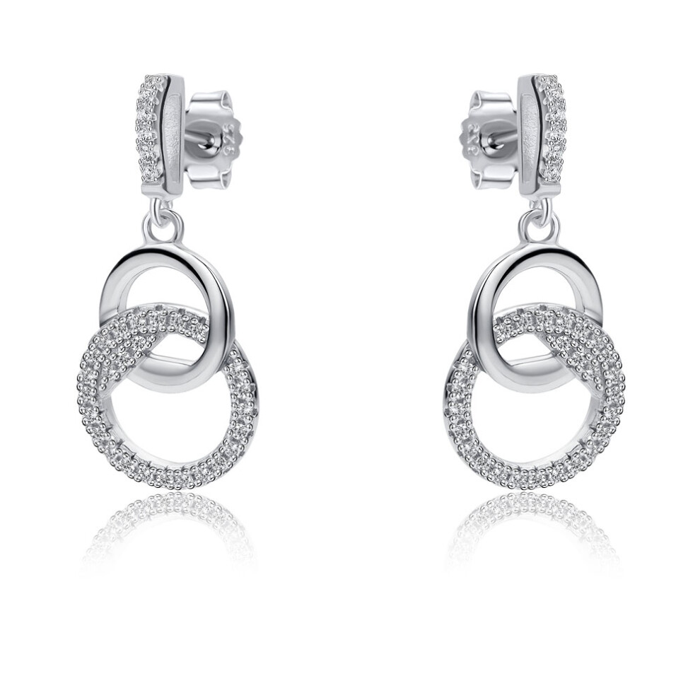 Sterling Silver  CZ Interlocked Magic Rings Drop Earrings - RE46664