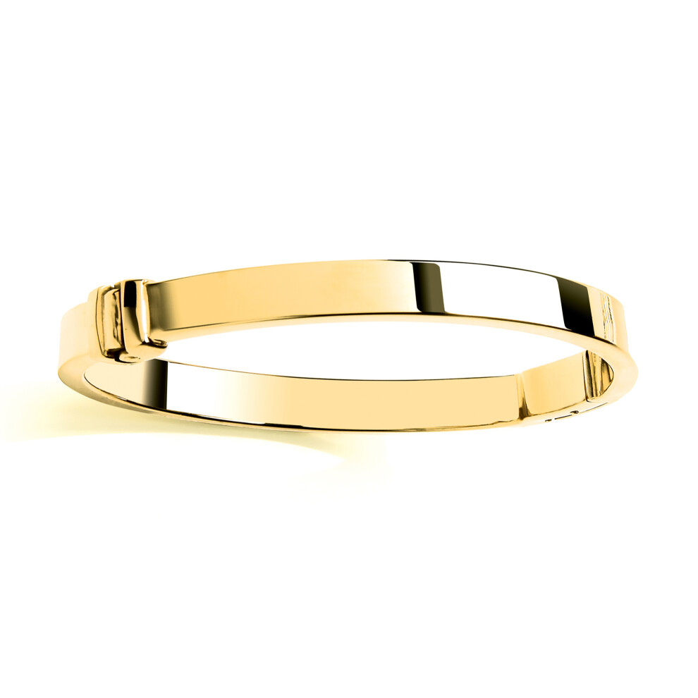 Jewelco London Ladies Yellow Gold-Plated Sterling Silver Rectangular Tube Cuff Bangle Bracelet 7mm - BRC165GOLD