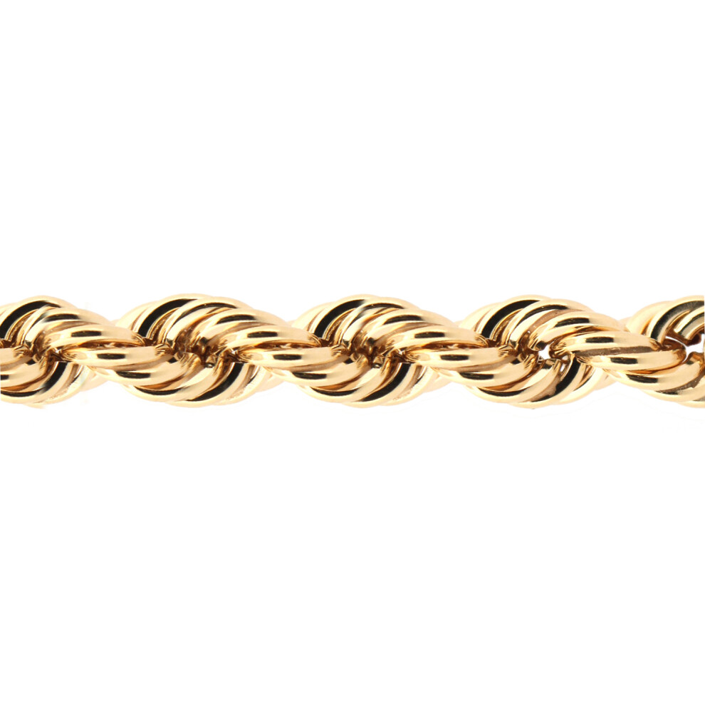 (20) Jewelco London Men's 9ct Yellow Gold Diamond Cut Hollow Rope 7.5mm Chain Necklace - JBB325F