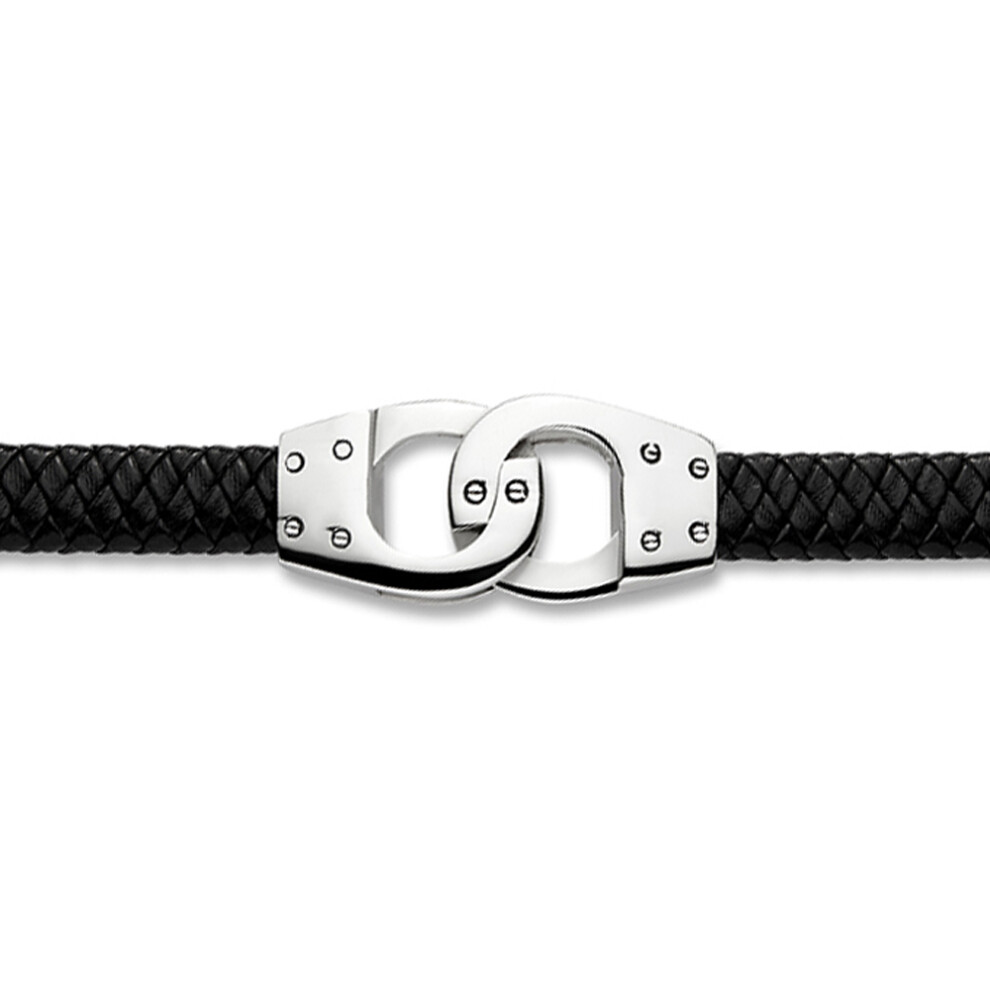 Jewelco London Mens Rhodium Plated Stainless Steel Buckle Cuff Bracelet 20mm 8.5 inch - BRC171
