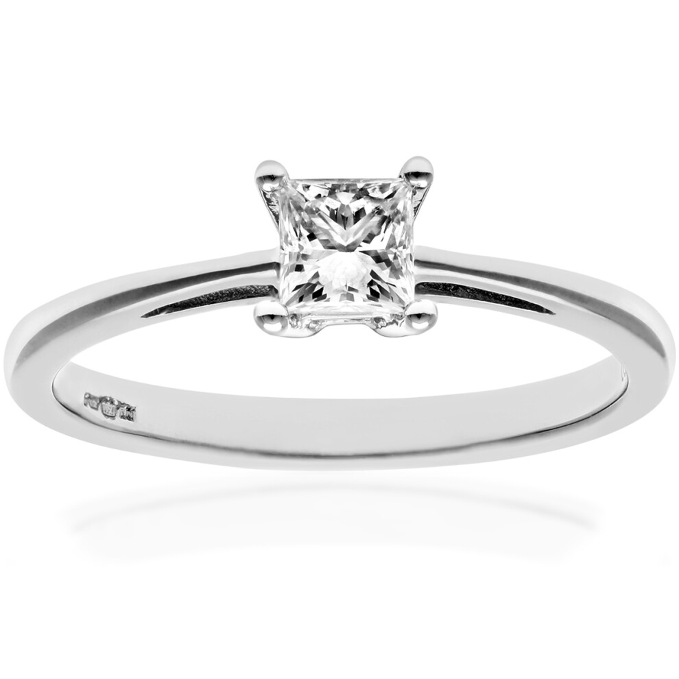 18ct White Gold  Princess 1/3ct Diamond 4 Claw Solitaire Ring 4mm - PR0AXL9544W18JPK