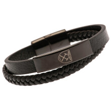 West Ham Black Leather Bracelet