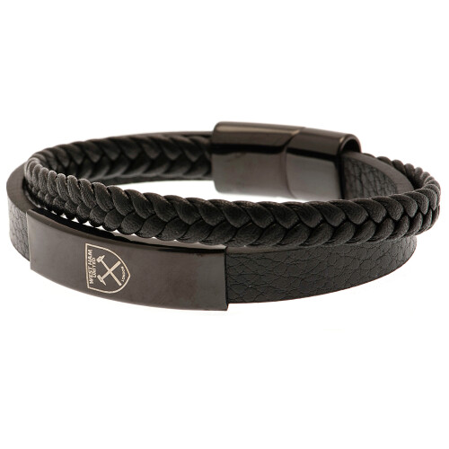 West Ham Black Leather Bracelet 1