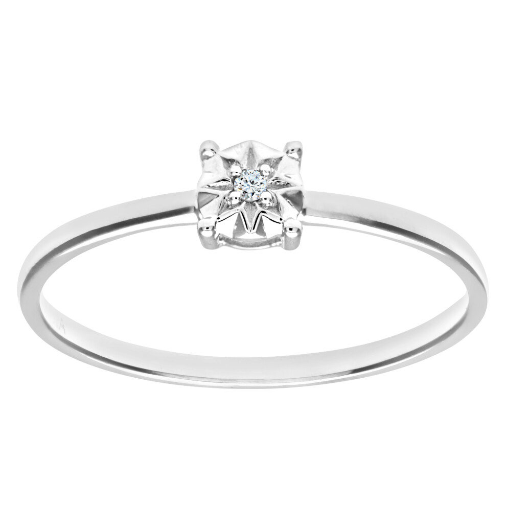 (O) Jewelco London 9ct White Gold Solitare Diamond Ring
