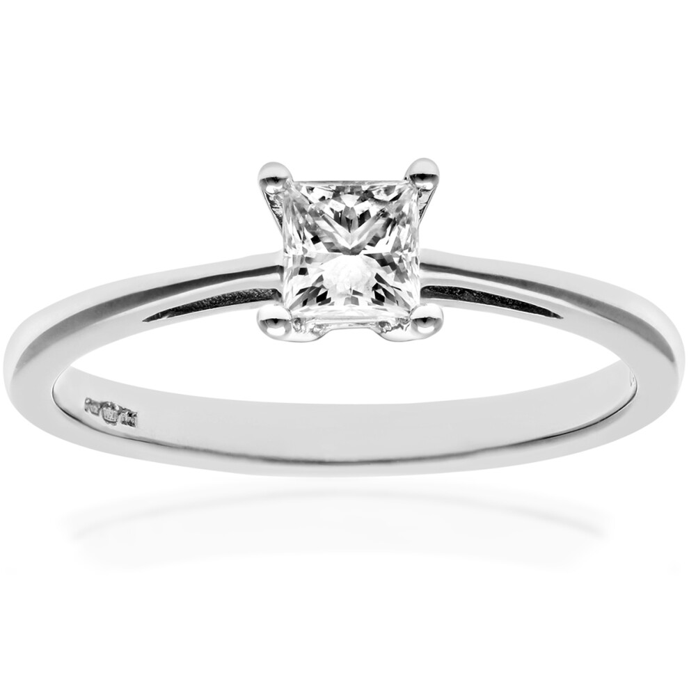 (J) Jewelco London  Platinum Engagement Ring, J/I Certified Diamond, Princess Cut, 0.33ct