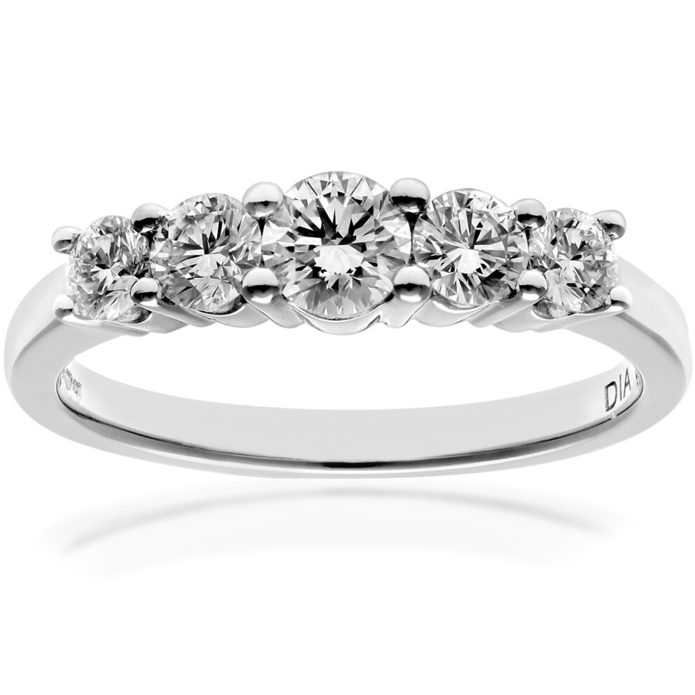 Platinum  Round 1/2ct Diamond Graduated 5 Stone Eternity Ring 4mm - PR0AXL7696PTJPK