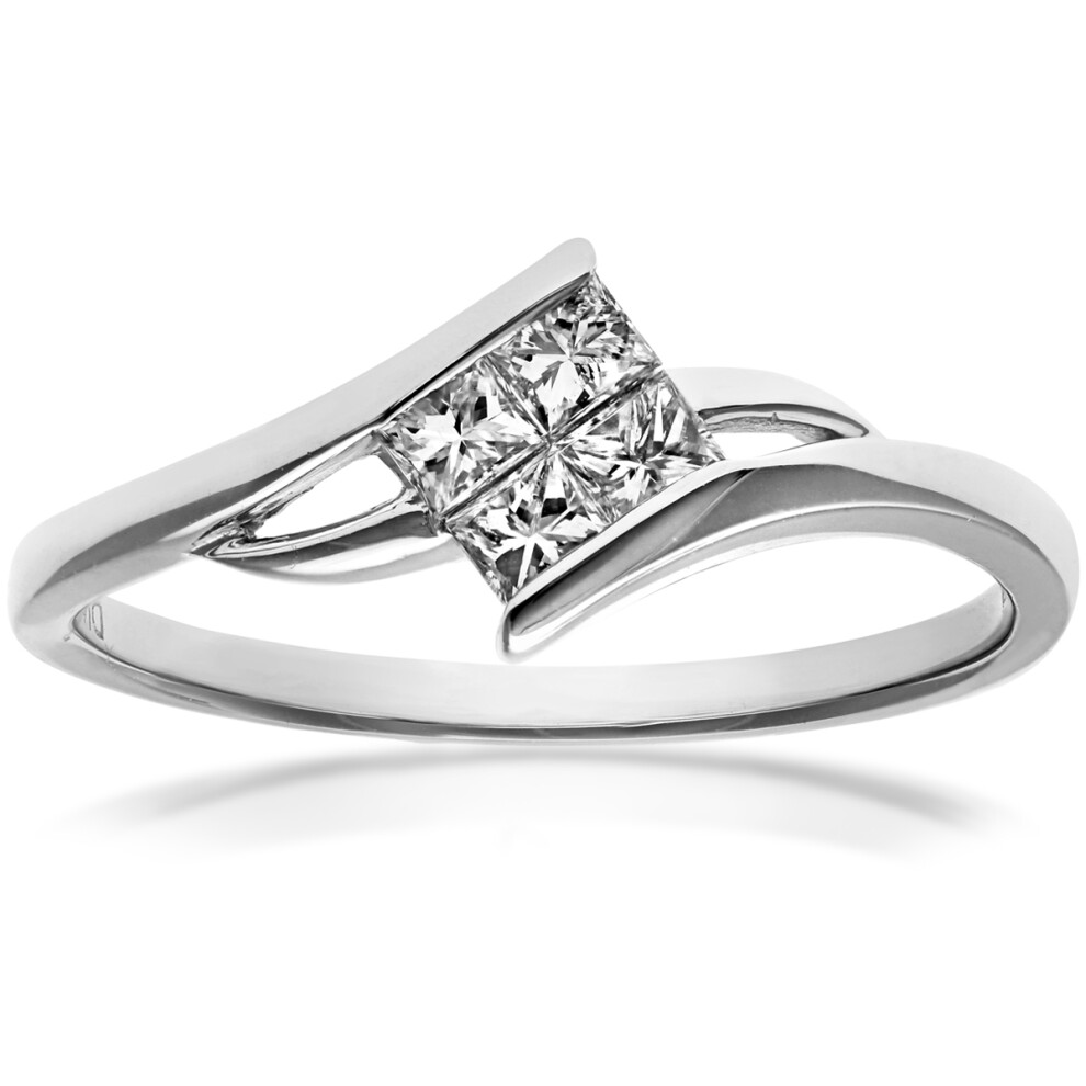 18ct White Gold  Princess 1/4ct Diamond Illusion Solitaire Ring - PR0AXL916618KW