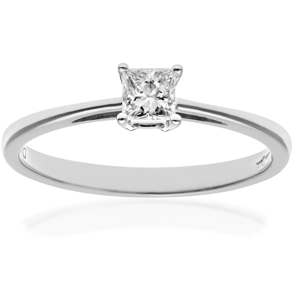 (J) Jewelco London  Platinum Engagement Ring, J/I Certified Diamond, Princess Cut, 0.25ct