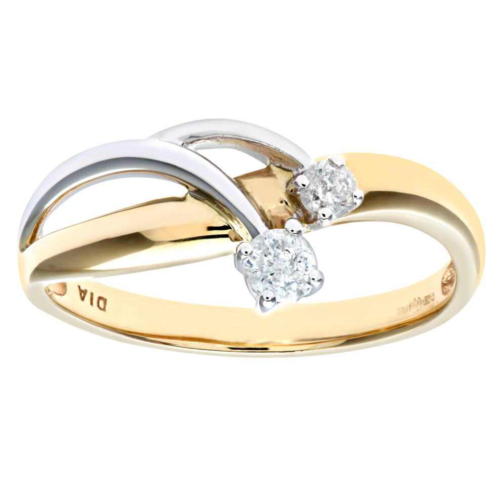 (N) Jewelco London 9ct Yellow and White Gold Ladies Diamond Ring