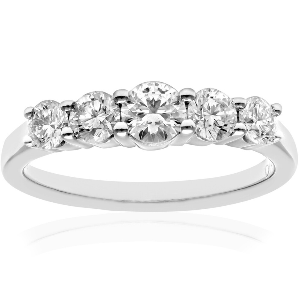 (O) Jewelco London  Platinum 5 stone Eternity Ring, IJ/I Certified Diamonds, Round Brilliant, 1.00ct