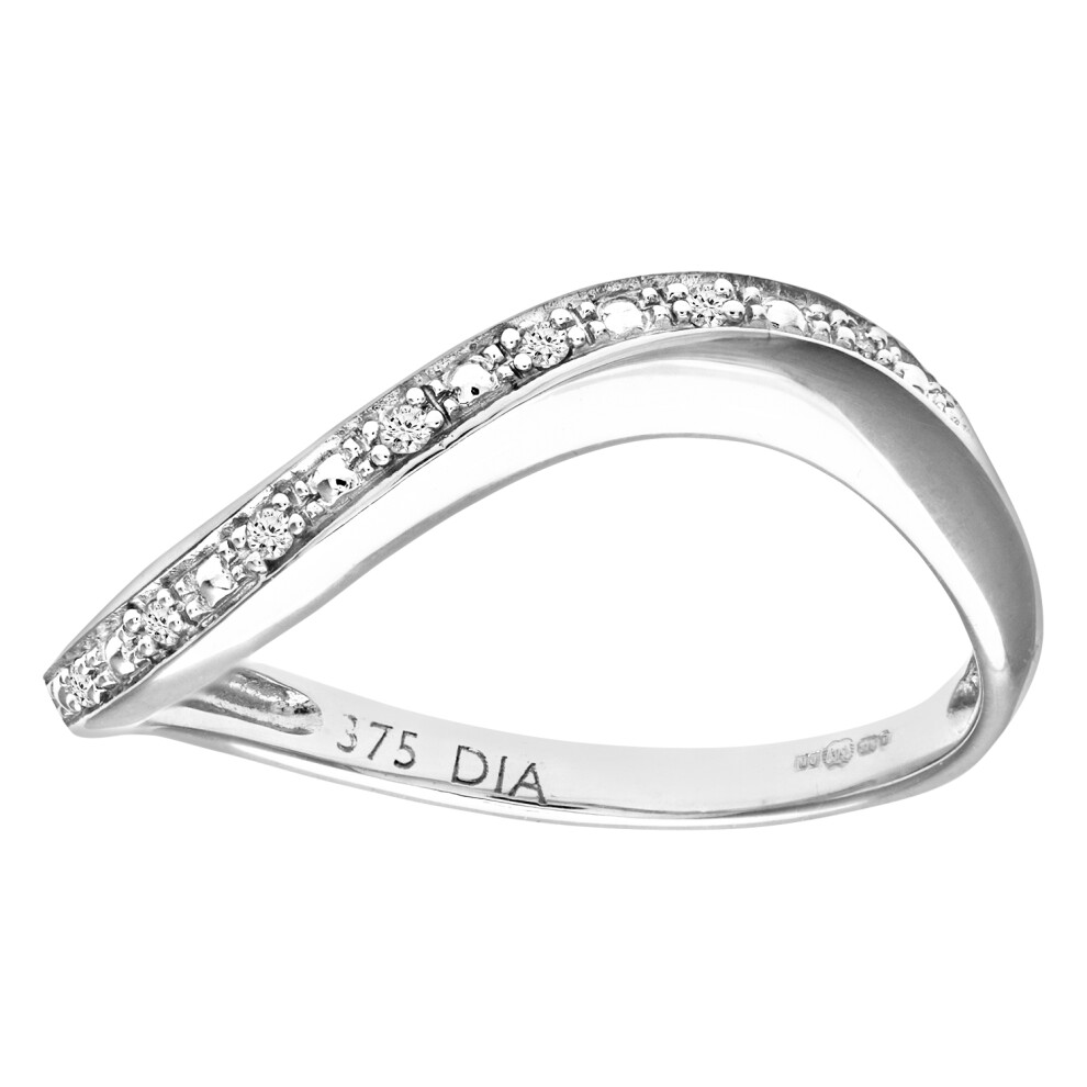 9ct White Gold  3pts Diamond Wobbly Wavy Half Eternity Ring 1.5mm - PR0AXL9834W