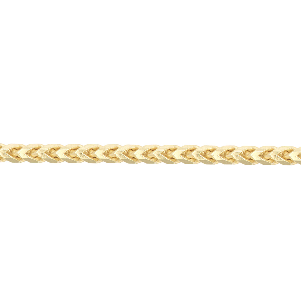 (16) Jewelco London Ladies Solid 9ct Yellow Gold 3D Square Curb Franco 1.9mm Gauge Pendant Chain Necklace - JCN085D