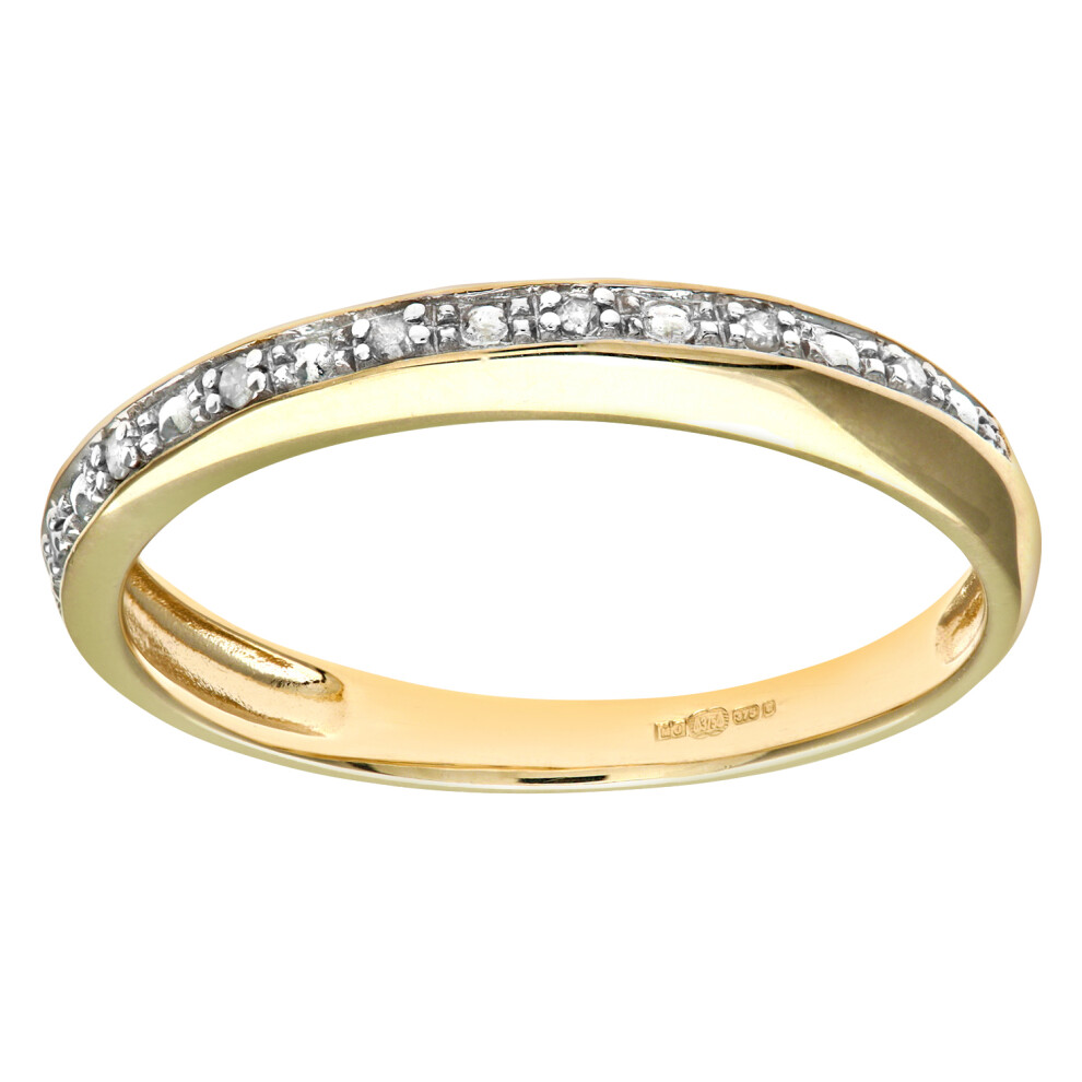 (M) Jewelco London 9ct Yellow Gold Diamond Pave Set Crossover Effect Half Eternity Ring