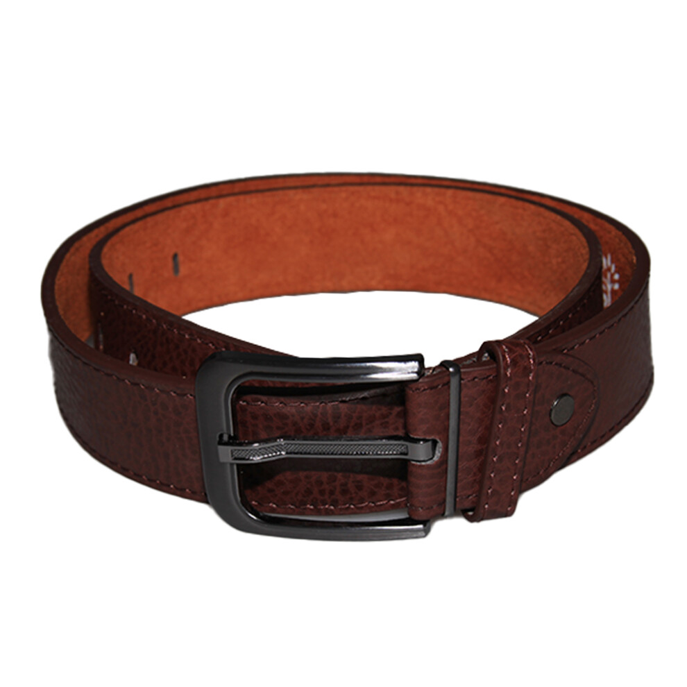 (L, Brown) Forest Mens Adult Textured Leather Belt