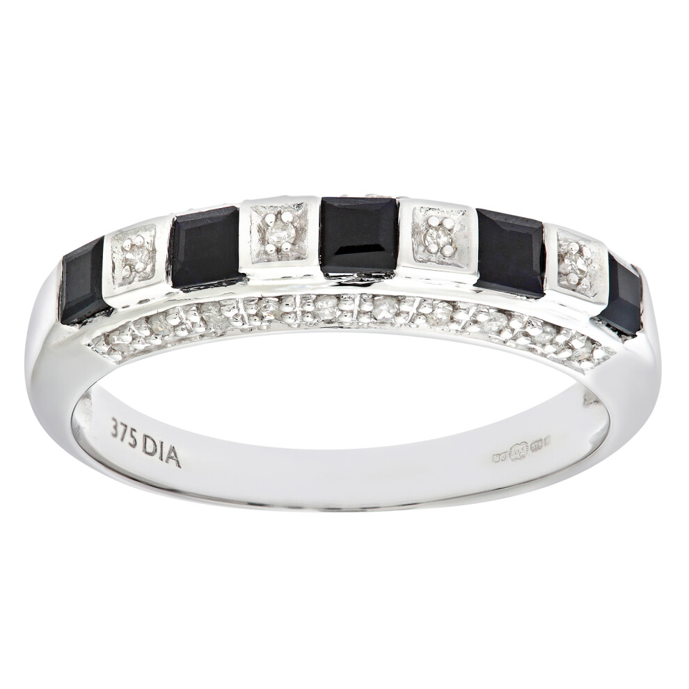 (K) Jewelco London  Ladies 9ct White Gold Diamond and Sapphire Eternity Ring