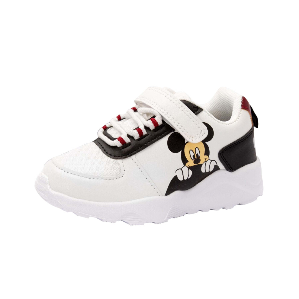 (1 UK, White/Black) Disney Childrens/Kids Mickey Mouse Trainers