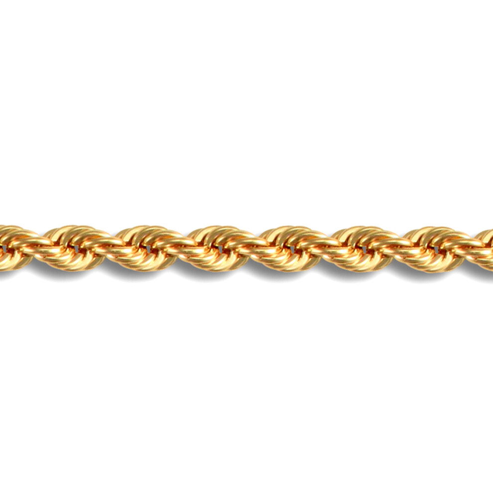 (18) Jewelco London Ladies 9ct Yellow Gold Diamond Cut Rope 4.3mm Gauge Chain Necklace - JBB325