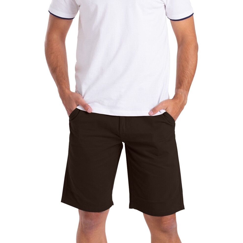 (Brown, 40") Mens Chino Shorts Skinny Fit Cotton Casual Summer-image-OPC-PDF8FFD-NEW