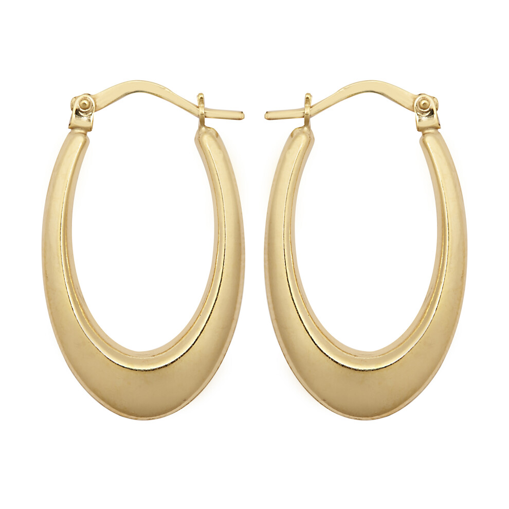 Jewelco London Ladies 9ct Yellow Gold Elongated Crescent Liquid Drop Creole Earrings - JER797