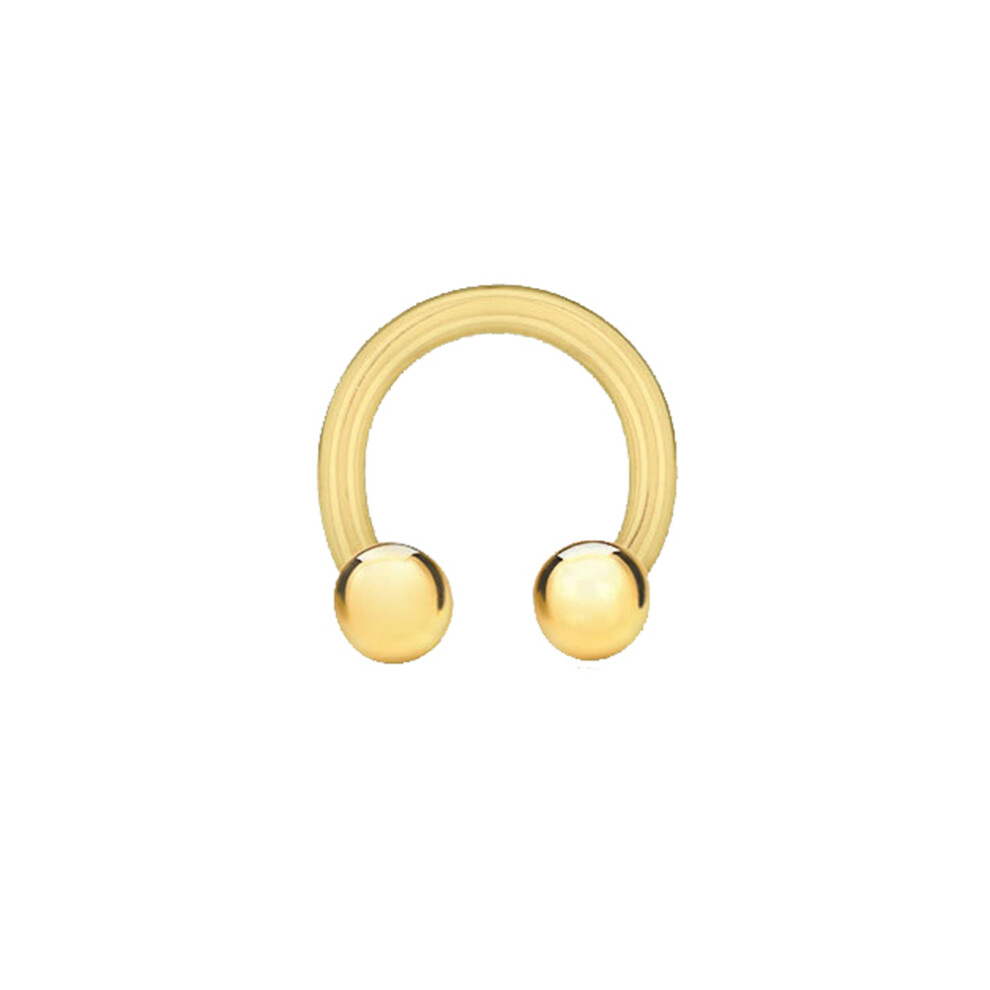 Jewelco London 9ct Gold U-Shape Ball Torque Nose 1mm Barbell Body Piercing, 9mm - 1-70-0659
