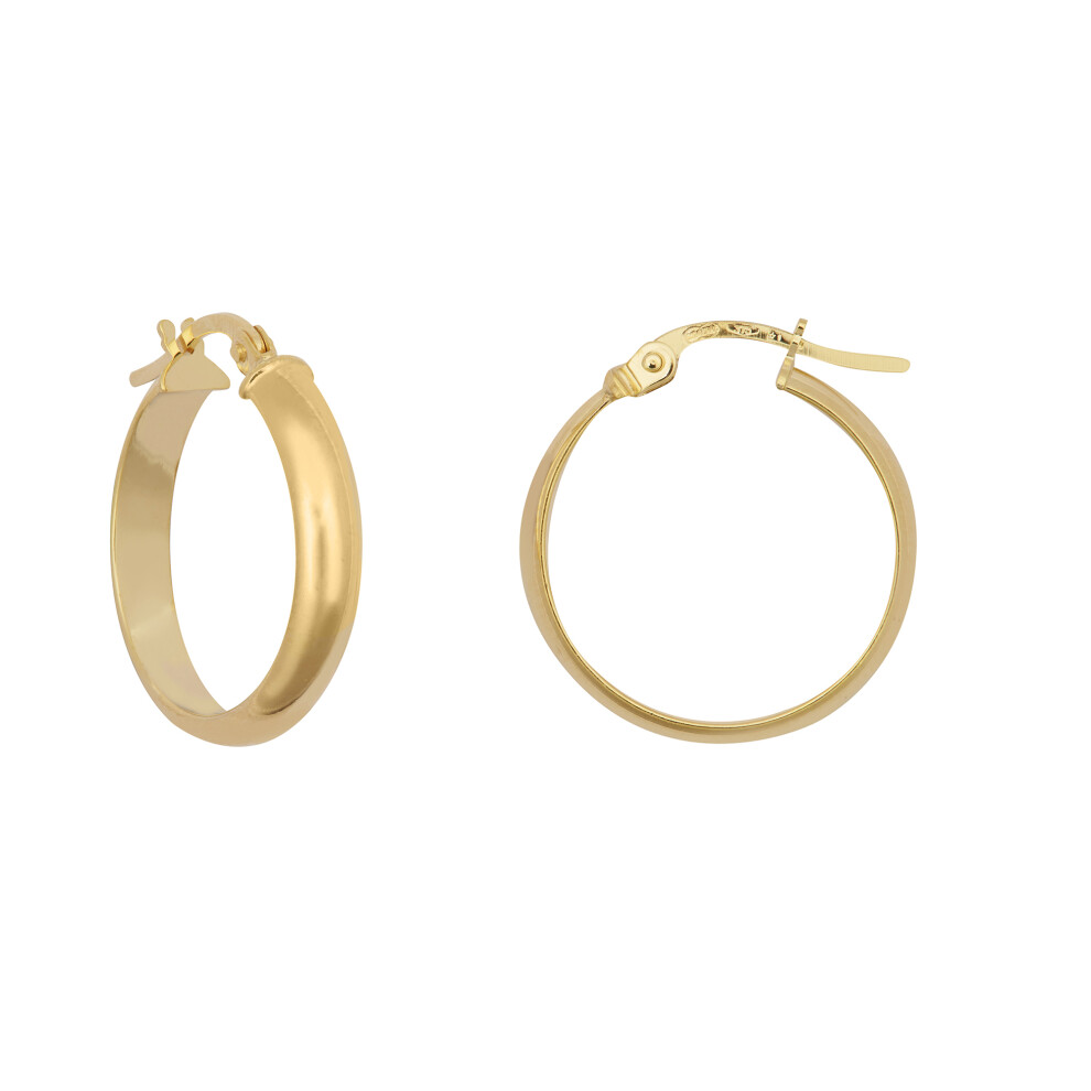 Jewelco London Ladies 9ct Yellow Gold D-Shape Wedding Band Style 3mm Hoop Earrings 18mm - JER807B
