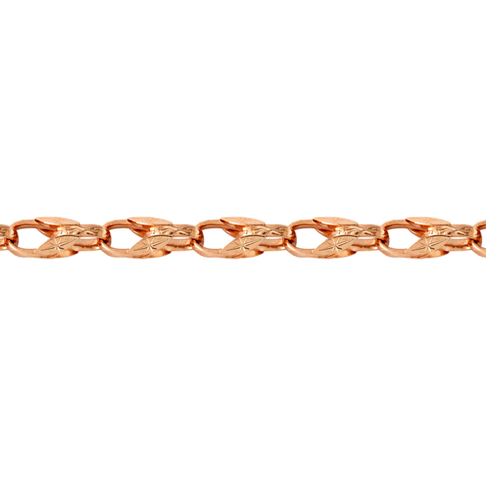 Jewelco London Ladies Solid 9ct Rose Gold Dutch Carved Tulip 10mm Gauge Chain Link Bracelet, 7.5 inch 19cm - JBB362-7.5