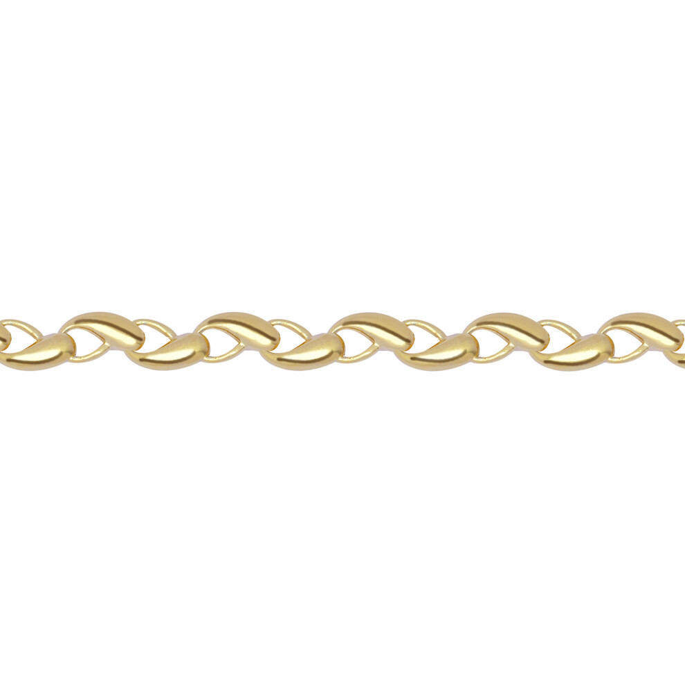 Jewelco London Ladies Solid 9ct Yellow Gold Rain Drop Waves 8mm Chain Link Bracelet, 7.5 inch 19cm - JBB394-7.5