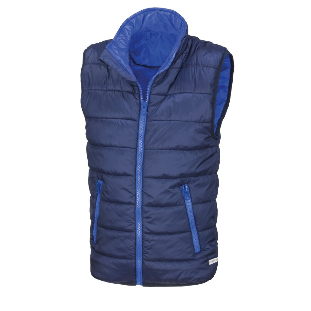 (2XS, Navy/Royal) Result Core Childrens/Kids Sleeveless Zip Up Bodywarmer