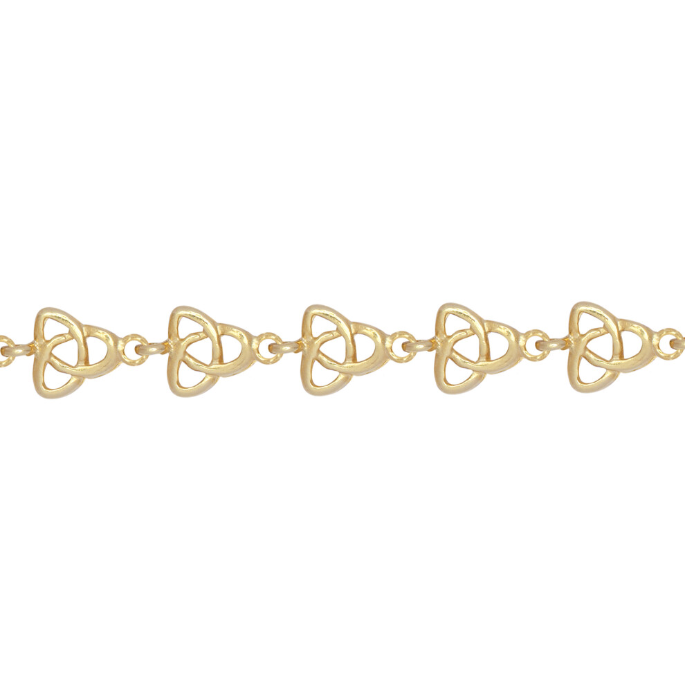 Jewelco London Ladies Solid 9ct Yellow Gold Trilogy Celtic Knot 10mm Chain Link Bracelet, 7.5 inch 19cm - JBB395-7.5