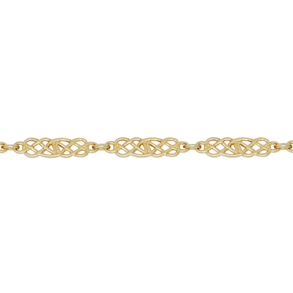 Jewelco London Ladies Solid 9ct Yellow Gold Hebridean Celtic Knot 5mm Chain Link Bracelet, 7.5 inch 19cm - JBB396-7.5