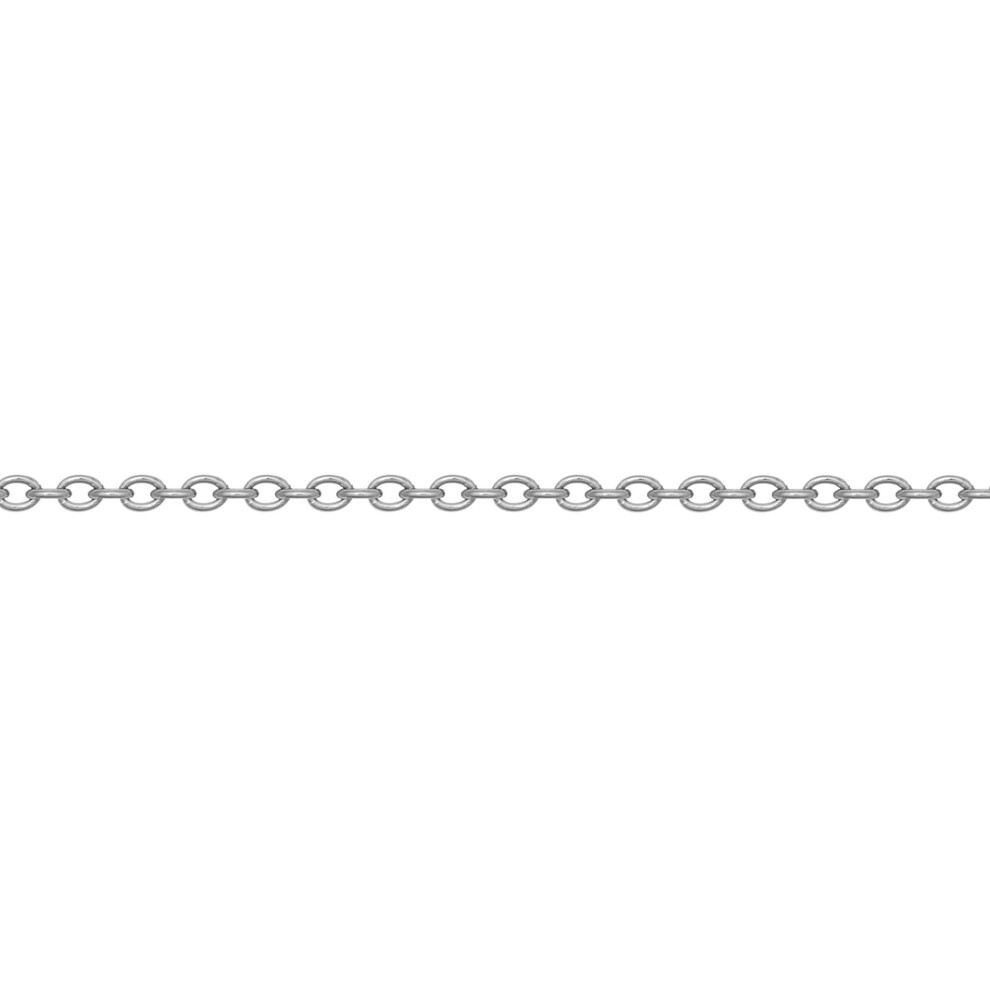 Jewelco London Ladies Rhodium Plated Sterling Silver Oval Micro Belcher Rolo Pendant Chain Necklace, 16-20 inch 40-50cm - ACN044A