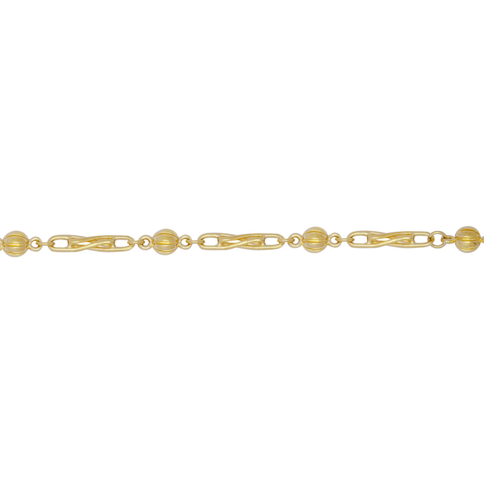 Jewelco London Ladies Solid 9ct Yellow Gold 6mm Ball & Twist Paperclip Chain Link Bracelet, 7.5 inch 19cm - JBB393-7.5