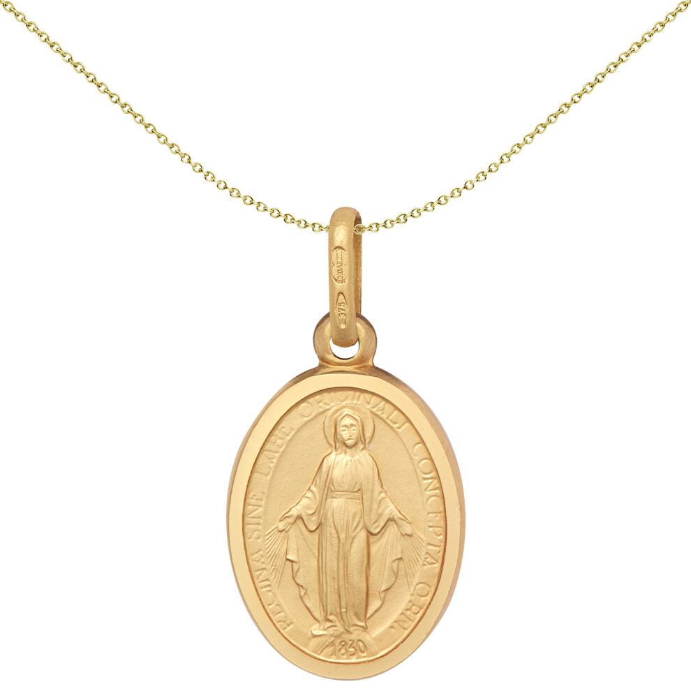Jewelco London Unisex Solid 9ct Yellow Gold Madonna (Virgin Mary) Charm Medallion Pendant, 11x15mm - JPM044