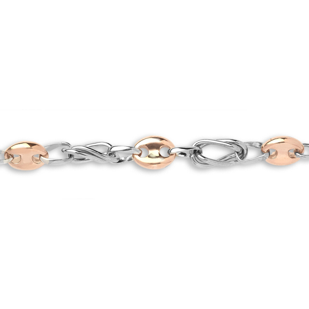 9ct 2-Colour Gold  Cocoa Bean Celtic Anchor 10mm Bracelet 7.5inch - JBB370