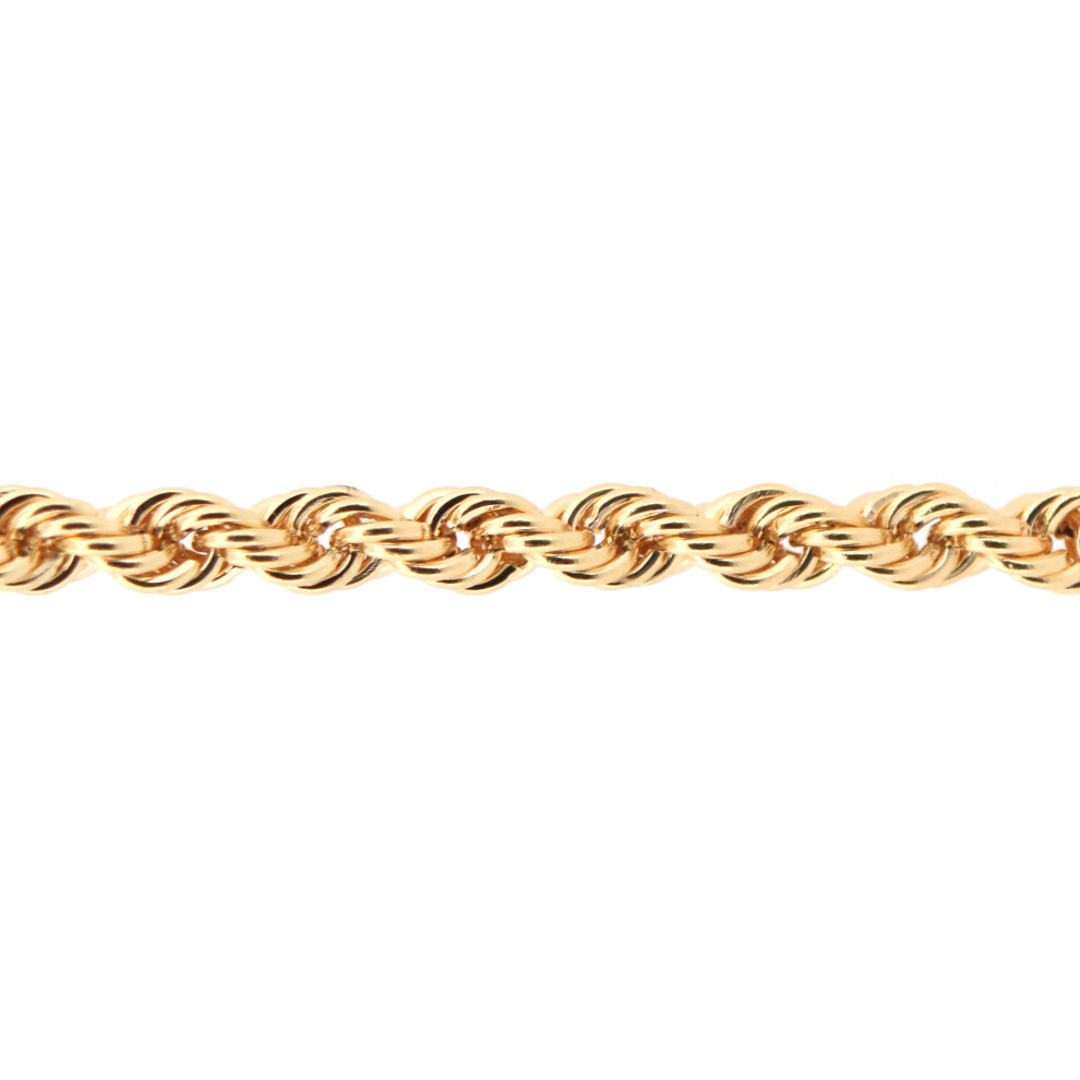 Jewelco London Ladies 9ct Yellow Gold Diamond Cut Hollow Rope 3mm Chain Bracelet, 7.5 inch 19cm - JBB325C-7.5