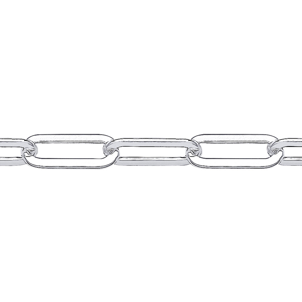 Jewelco London Unisex Rhodium Plated Sterling Silver Flat Paper Clip Pill Shape Chain Bracelet 5mm 7.5 inch - GVB479