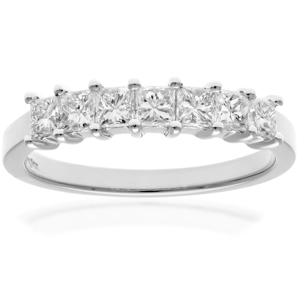 Platinum  Princess 3/4ct Diamond 7 Stone  Eternity Ring 3mm - PR0AXL9554PTJPK