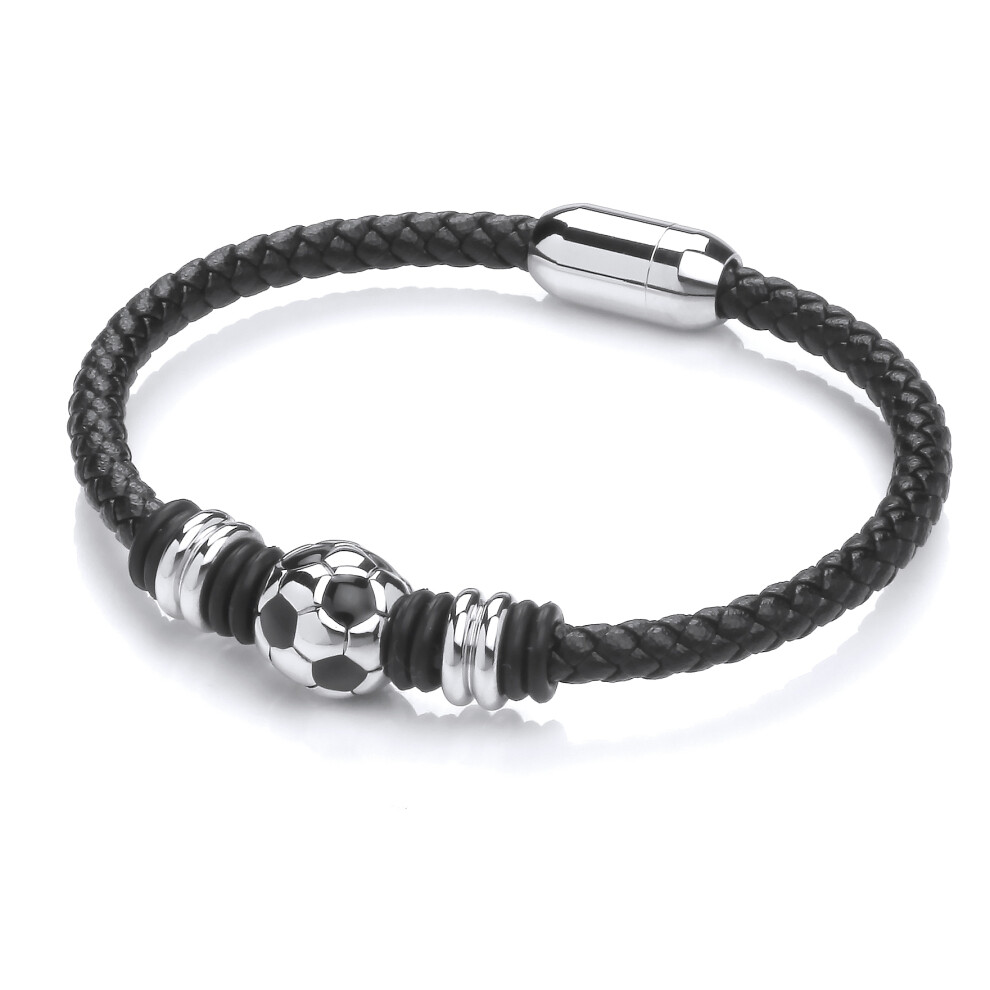 Leather Steel  Classic 32 Panel Football Soccer Ball Bracelet - BRC200