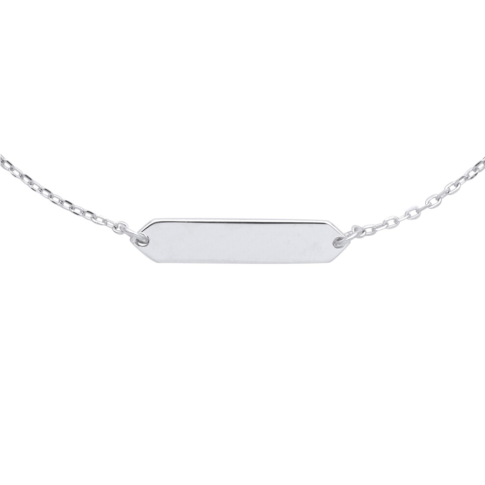Jewelco London Ladies Rhodium Plated Sterling Silver Cable Link ID Bracelet 6.5 + 1 inch - GVB489