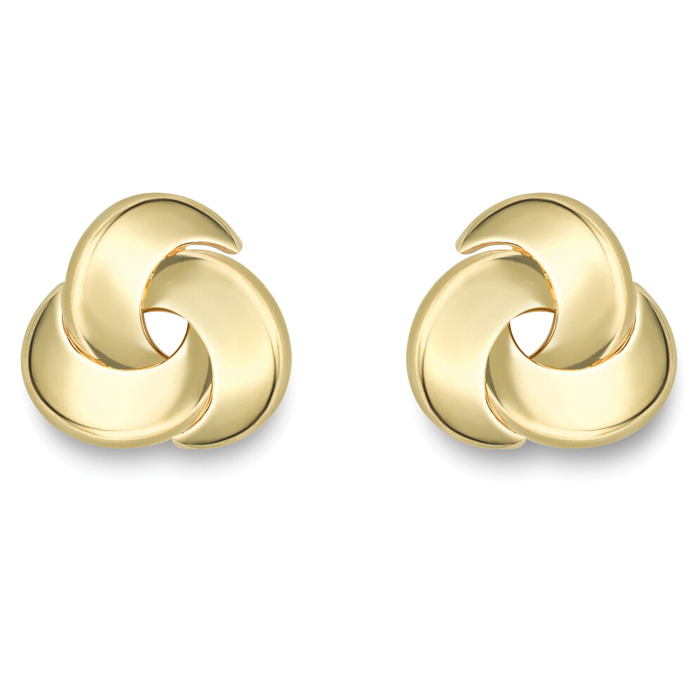 Jewelco London 9ct Yellow Gold Trilogy Swoop Knot Stud Earrings - SENR02266