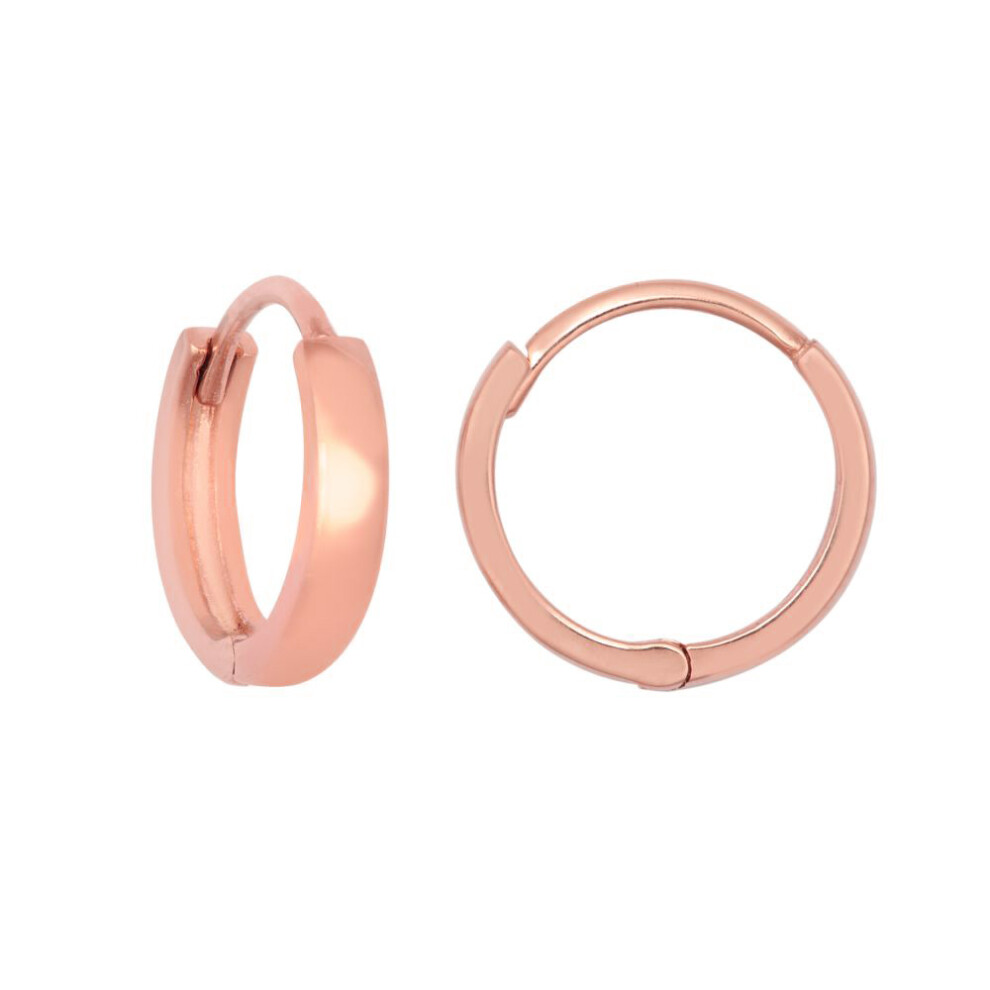 9ct Rose Gold  Domed Polished Huggie Hoop Earrings, 10mm - JER811